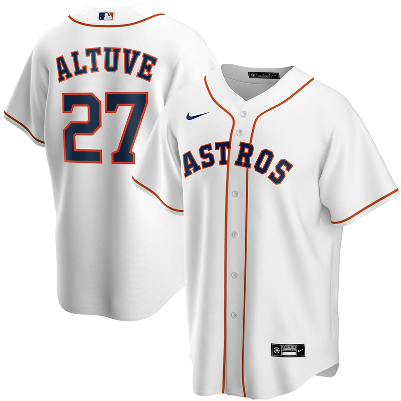 2020 MLB Men Houston Astros #27 Jose Altuve Nike White Home 2020 Replica Player Jersey 1->houston astros->MLB Jersey